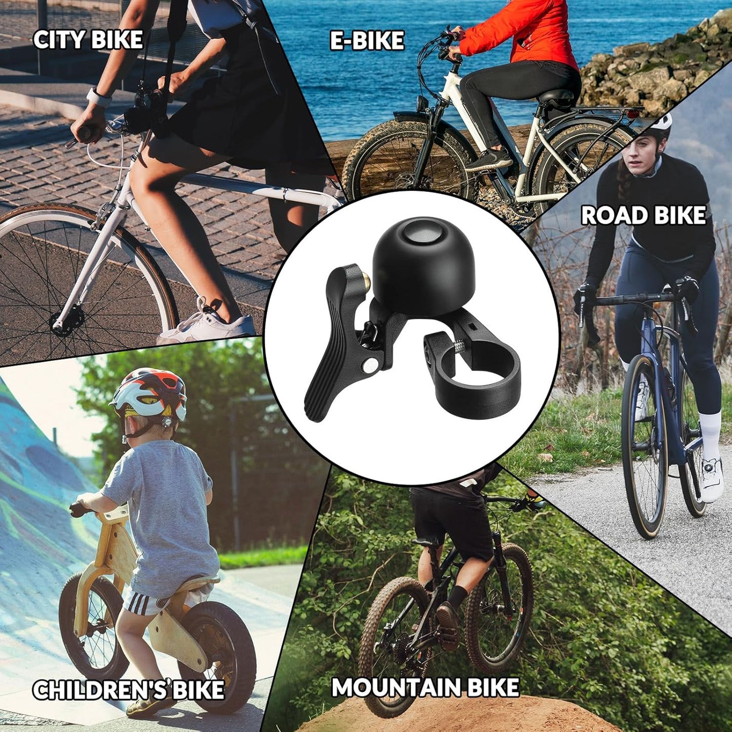 ROCKBROS Bicycle Bell Mini Bell Bicycle Bell Left / Right 100 dB Loud and Hidden Copper Alloy Handlebar Bell for Bicycle Children's Bicycle MTB Road Bike with 22.2 mm Handlebar