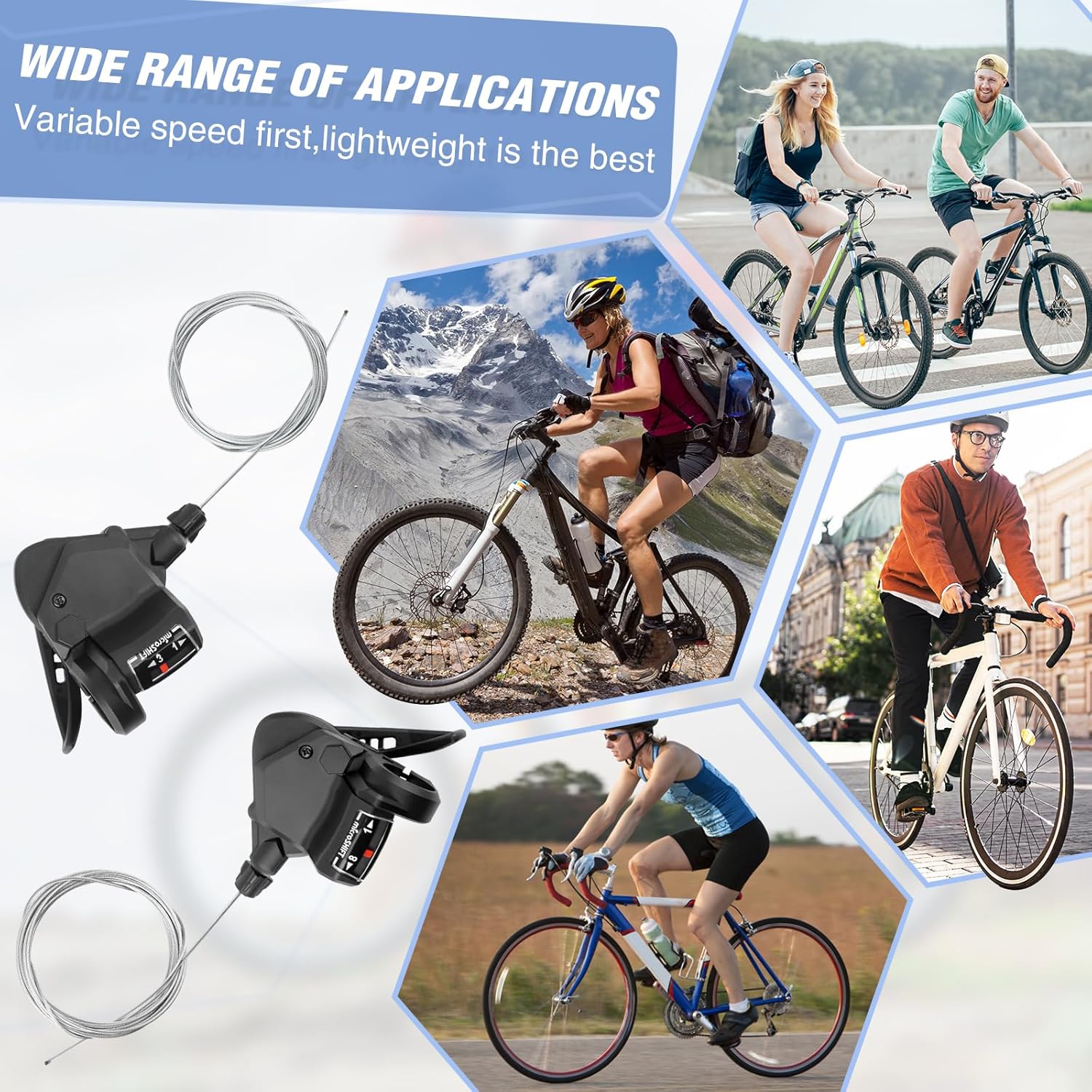 MEGHNA 1 Pair of Bicycle Gear Lever Bicycle Gears 3 x 8/9/10 Speed Gear Shifter Lever/Lever/Right Gear Lever (3 x 8 Speed)